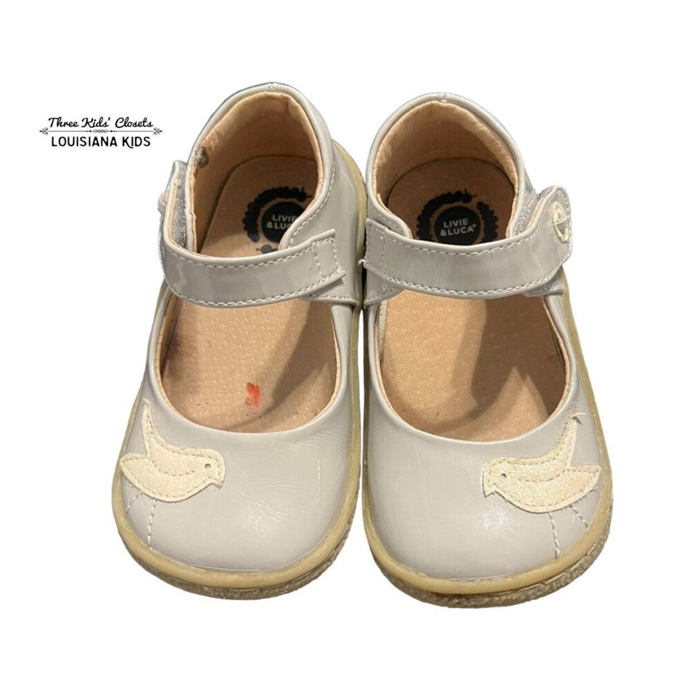 Livie & Luca Sz 8 Grey Pio Pio Patent Leather Mary Jane Shoes